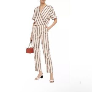 $361 NWT MAJE Striped V neck jumpsuit size 36